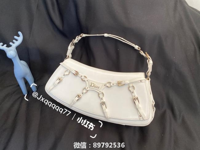 Vintage Dior punk白色全皮绑带腋下包