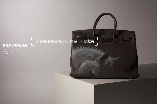 Hermes 爱马仕birkin 大象灰✖️写实马 手绘