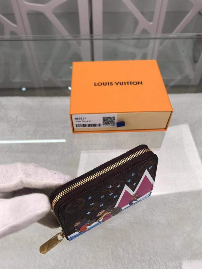 LV Louis Vuitton Zippy布圣诞滑雪熊拉链零钱包