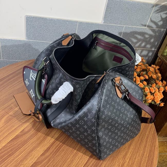 LV M86855 KEEPALL 旅行袋 黑花印花丝印男士款式