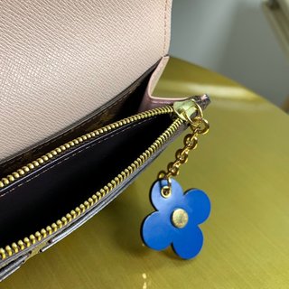 LV M63895 Monogram Blooming Flow Emilie 钱夹玫瑰芭蕾粉内衬