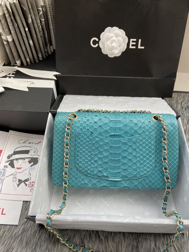 CHANEL 01112 南非蟒蛇顶级定制款，内饰鹿皮，金色五金配链条