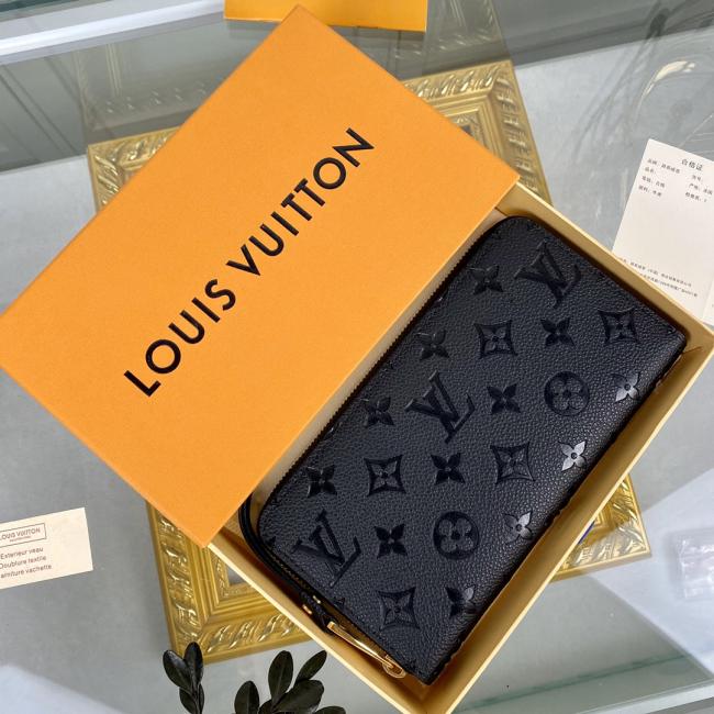 LV M61864 Empreinte 黑色Zippy拉链钱夹，精致金色配件，容量宽敞