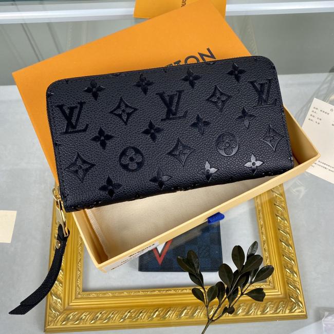 LV M61864 Empreinte 黑色Zippy拉链钱夹，精致金色配件，容量宽敞