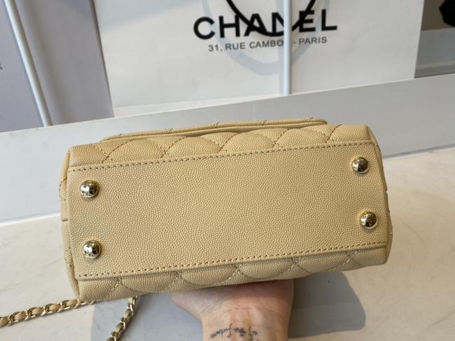 CHANEL AS2215小球纹14k淡金色经典款手提口盖包