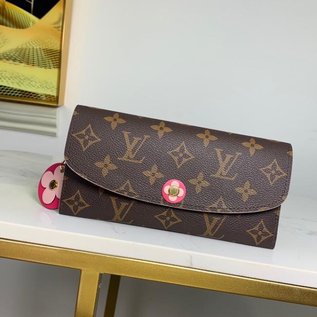 LV M68313 Emilie Monogram 红色圆花朵钱夹