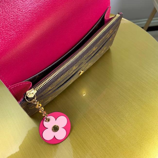 LV M68313 Emilie Monogram 红色圆花朵钱夹