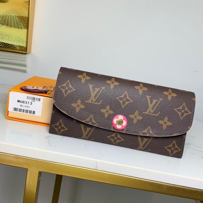 LV M68313 Emilie Monogram 红色圆花朵钱夹