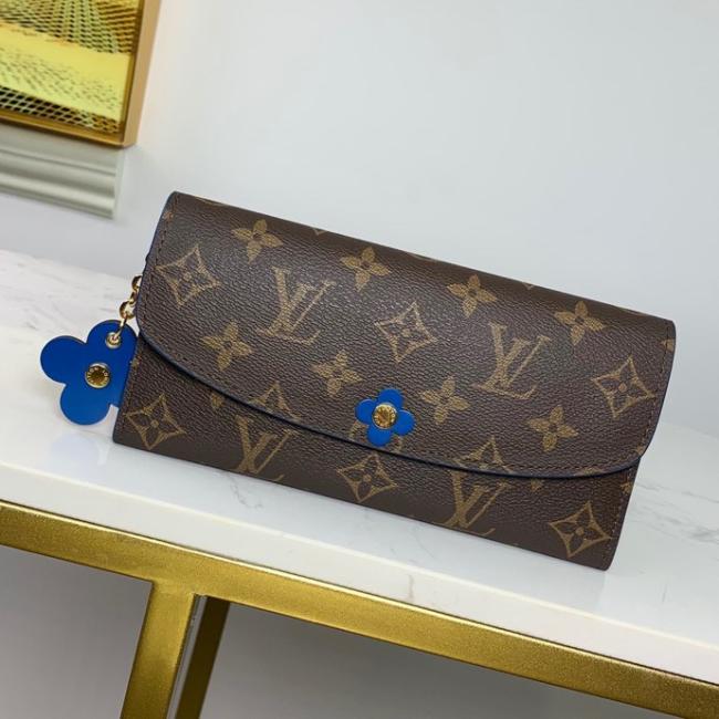 LV M63895 Monogram Blooming Flow Emilie 钱夹玫瑰芭蕾粉内衬