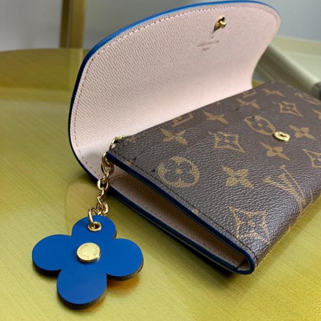 LV M63895 Monogram Blooming Flow Emilie 钱夹玫瑰芭蕾粉内衬