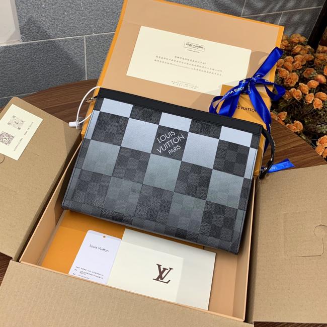 LV N60412 银格 POCHETTE VOYAGE 中号手拎包Damier Graphite Giant款式