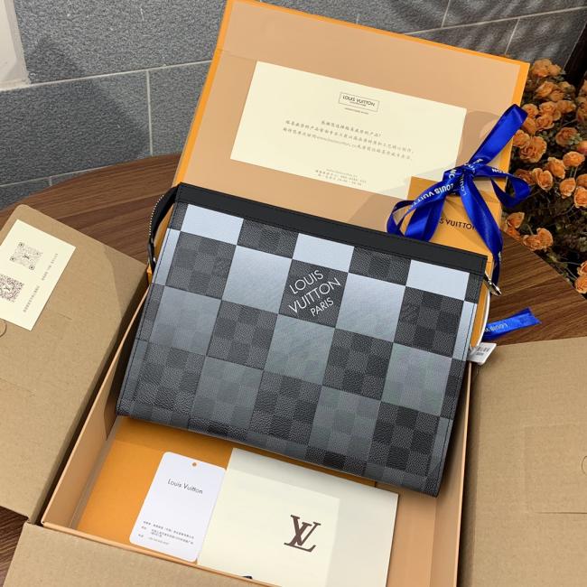 LV N60412 银格 POCHETTE VOYAGE 中号手拎包Damier Graphite Giant款式