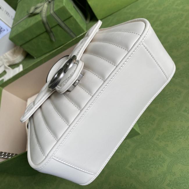 GG Marmont 5835白色全皮手袋，绿色包装，精巧设计