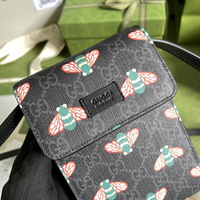 Gucci 673016 GG图案克色蜜蜂手机包