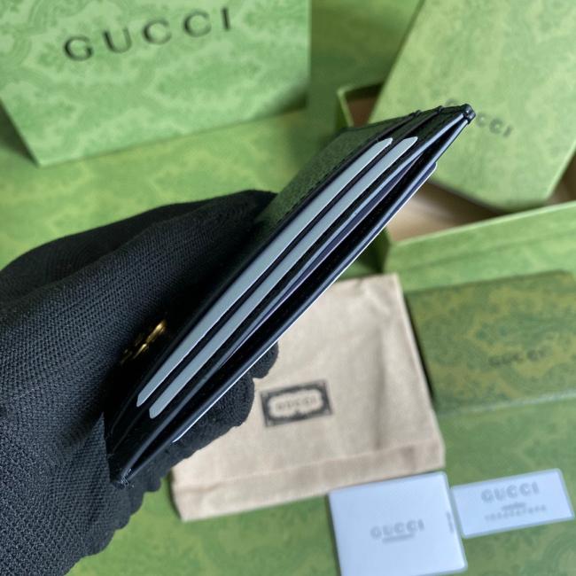 Gucci 6575经典GG图案黑色皮质卡包