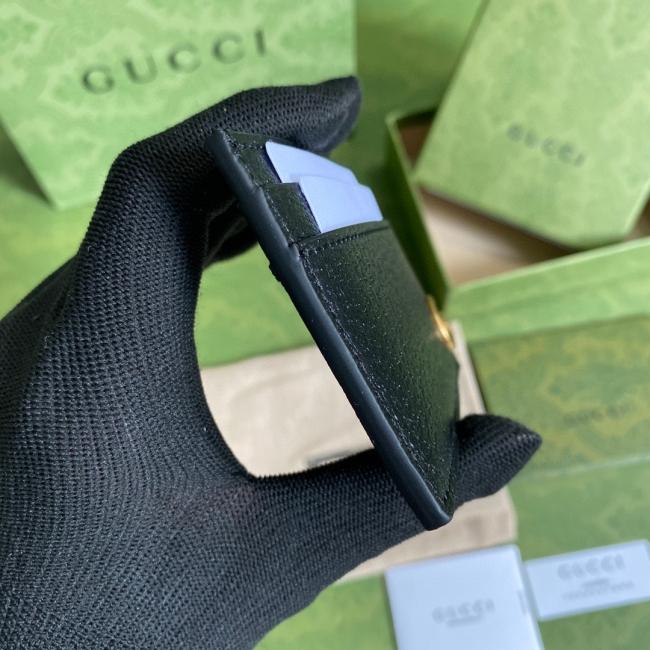 Gucci 6575经典GG图案黑色皮质卡包