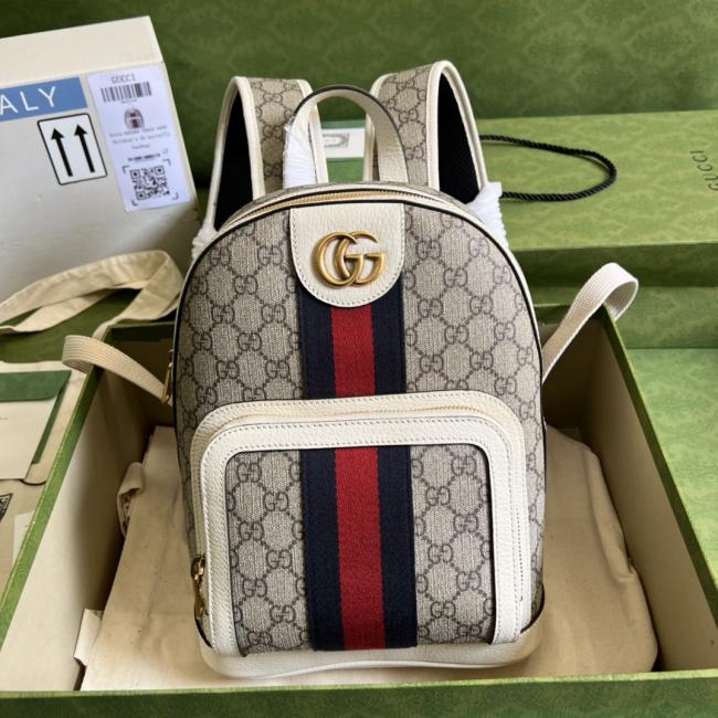 Gucci Ophidia 6852中号白色手提包-复古设计高级人造帆布材质