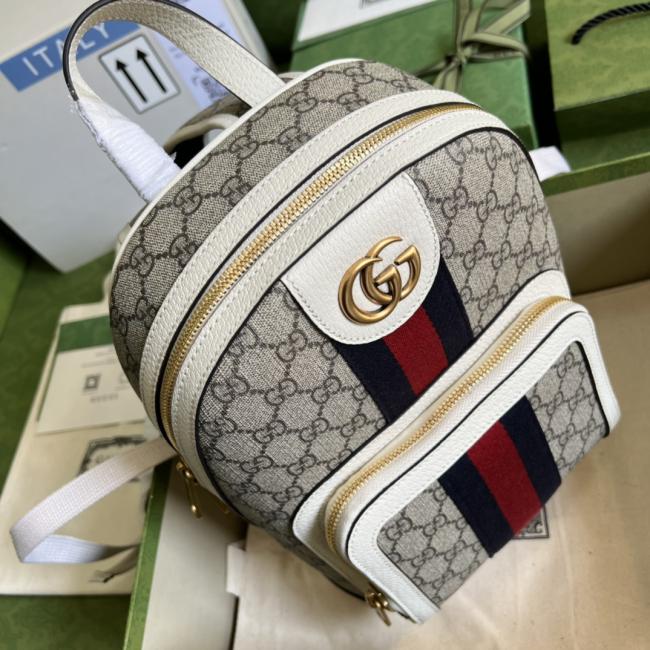 Gucci Ophidia 6852中号白色手提包-复古设计高级人造帆布材质