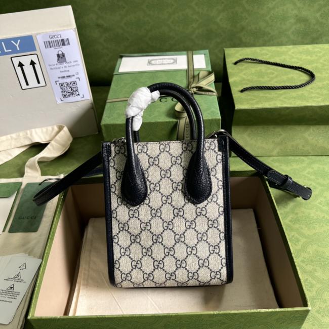 GG Retro mini tote 671623蓝色pvc款式