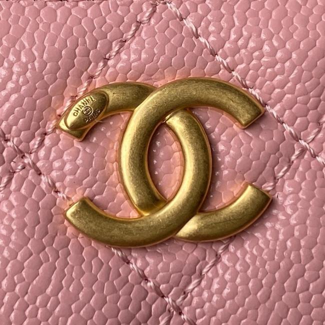 Chanel 22S手柄化妆盒 A5颗粒小牛皮 金属字母手柄长盒子