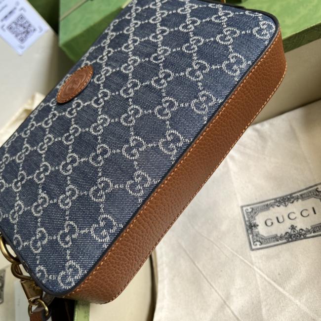 GUCCI 699133 丹宁牛仔复古包，时尚单品限量推出