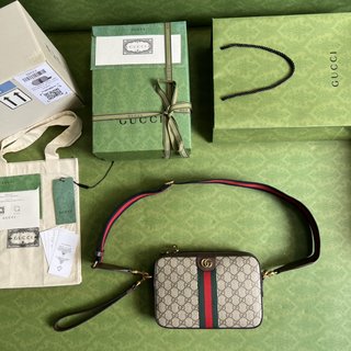 GUCCI Ophidia系列GG肩背包9C2ST 米色GG Supreme帆布