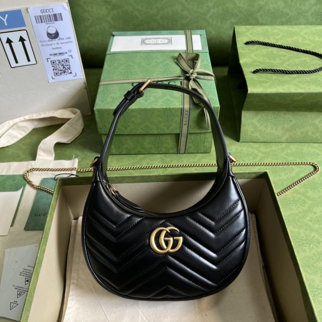 LV Louis Vuitton 699514 新月形复古黑色皮革迷你手袋