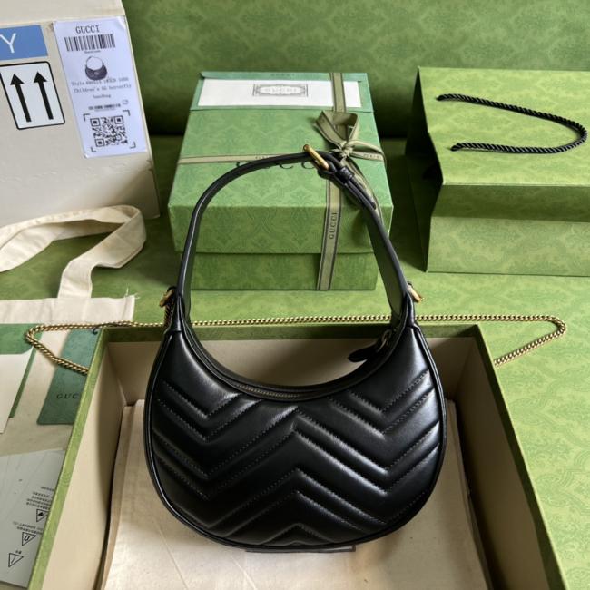 LV Louis Vuitton 699514 新月形复古黑色皮革迷你手袋