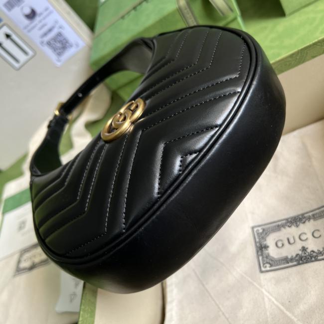 LV Louis Vuitton 699514 新月形复古黑色皮革迷你手袋