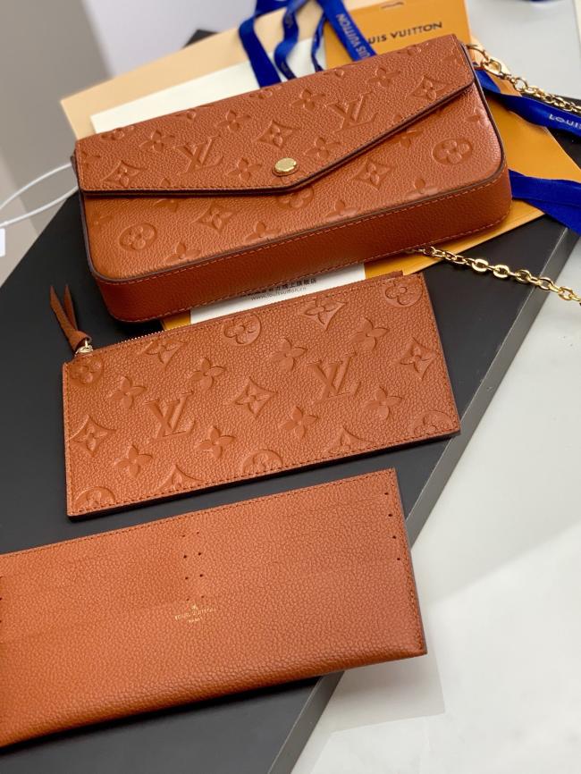 Louis Vuitton M81531 土黄色 Monogram Empreinte Pochette Félicie 链条包