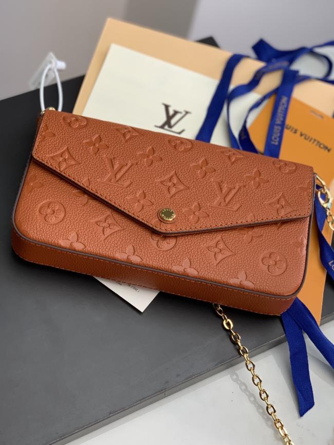 Louis Vuitton M81531 土黄色 Monogram Empreinte Pochette Félicie 链条包