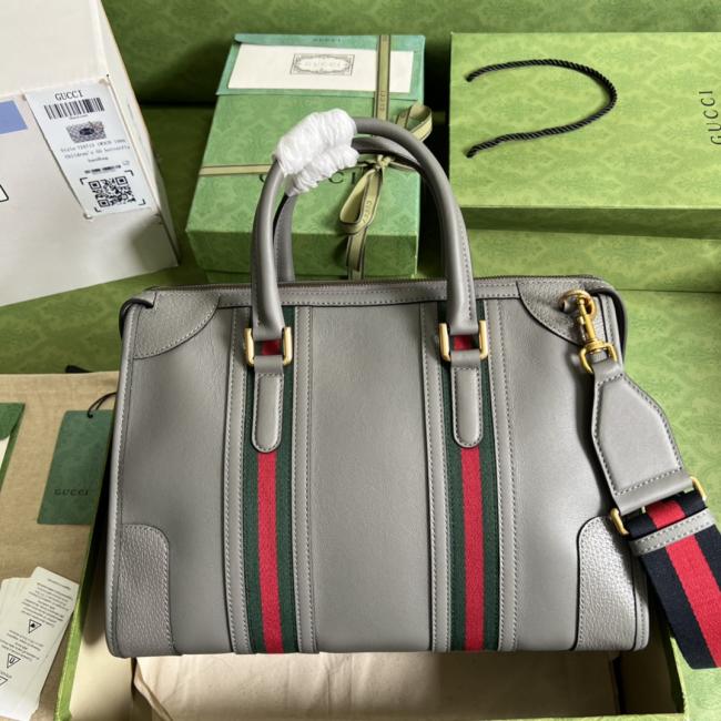 Gucci Exquisite G 7156灰色全皮手提包