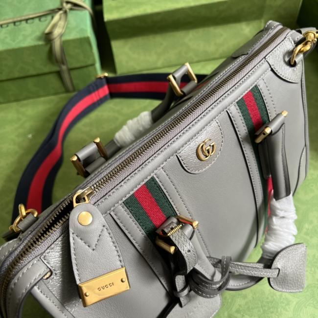 Gucci Exquisite G 7156灰色全皮手提包