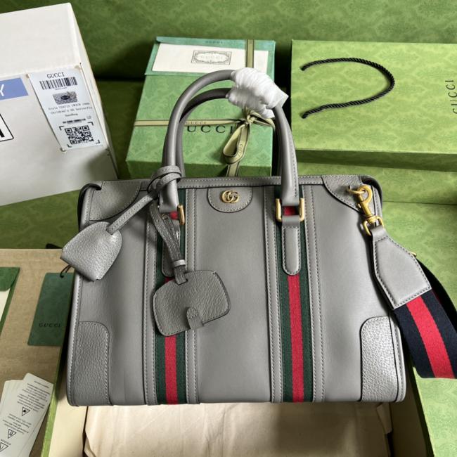 Gucci Exquisite G 7156灰色全皮手提包