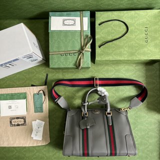 Gucci Exquisite G 7156灰色全皮手提包