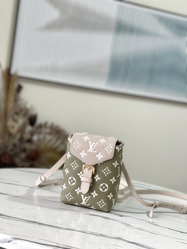 LV M81351 绿色 Spring in the City Tiny 双肩包，Monogram Empreinte 软粒面皮革