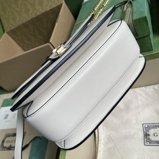 Gucci Blondie系列735101白色皮革手提包