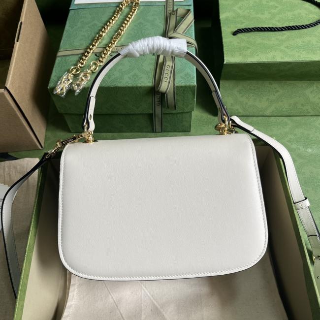 Gucci Blondie系列735101白色皮革手提包