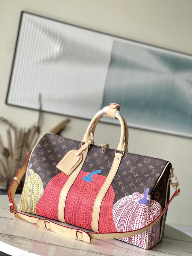 LV M46471 x YK KEEPALL 45 旅行袋 草间弥生南瓜图案