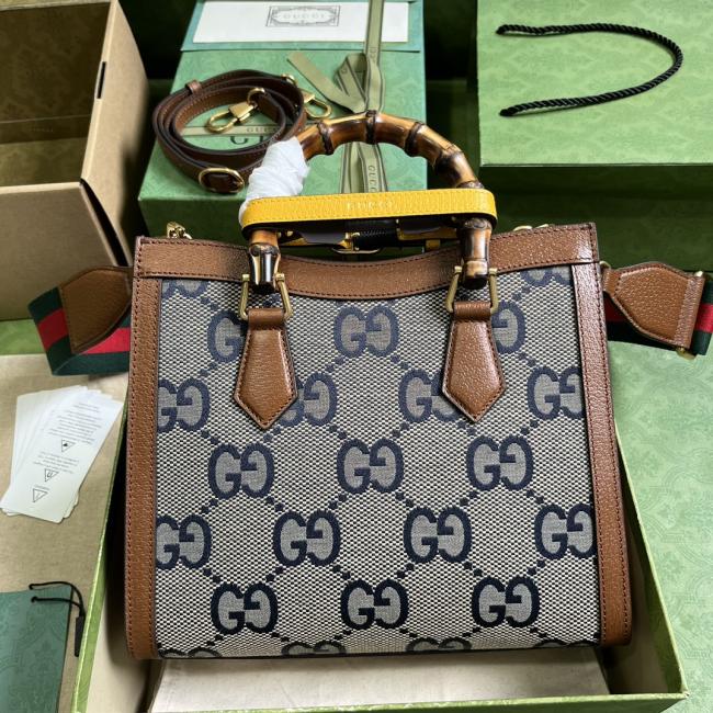 古驰 Gucci 702721 Aria 系列原厂皮竹节中号手提包