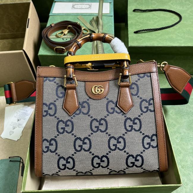 古驰 Gucci 702721 Aria 系列原厂皮竹节中号手提包