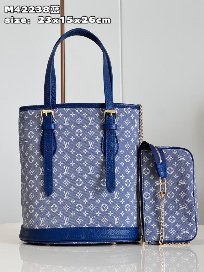 LV M95226 水桶包 MONOGRAM面料 牛仔布刺绣 二件套水桶