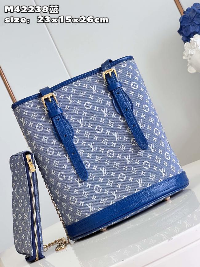 LV M95226 水桶包 MONOGRAM面料 牛仔布刺绣 二件套水桶