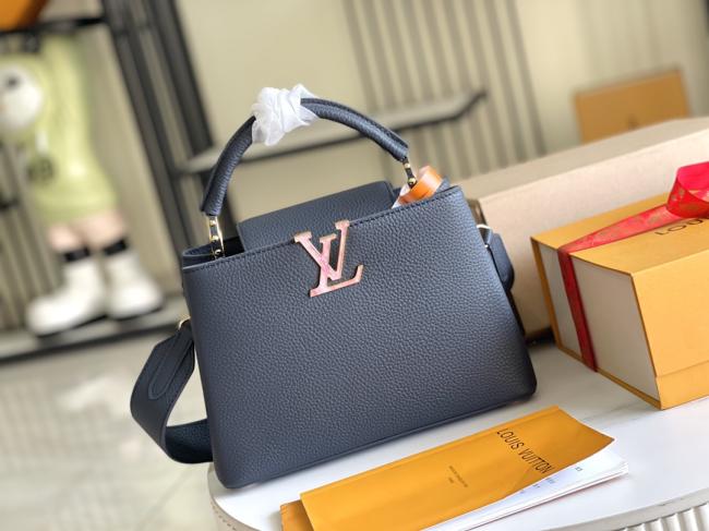 LV Capucines M21150 深蓝色贝壳扣手提包，时尚原厂皮革款式推荐