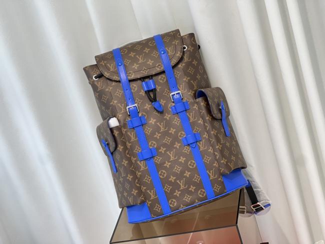 LV Christopher Monogram Macassar 中号双肩包，时尚俊朗，侧袋设计方便